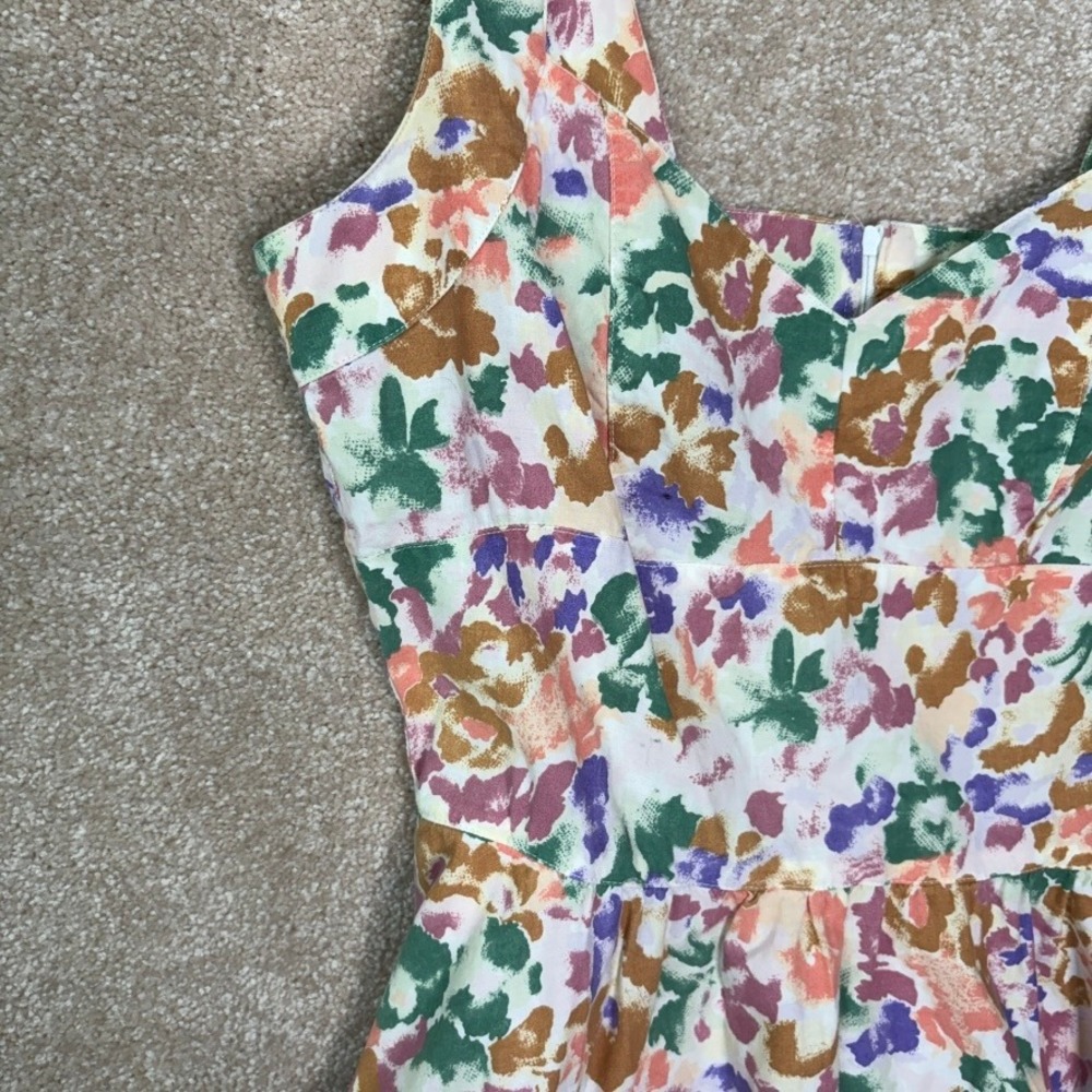 VINTAGE ALAIN TOUSSAINT Floral Midi Dress Women's 10 Petite 10P 90s Cottagecore - Picture 5 of 9